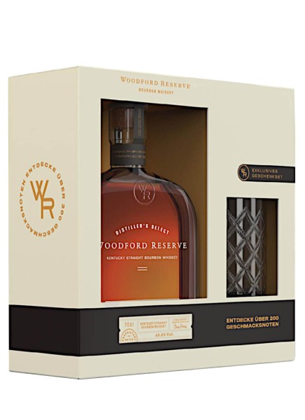 Woodford Reserve Bourbon Whiskey 0,7l in Geschenkpackung mit Glas