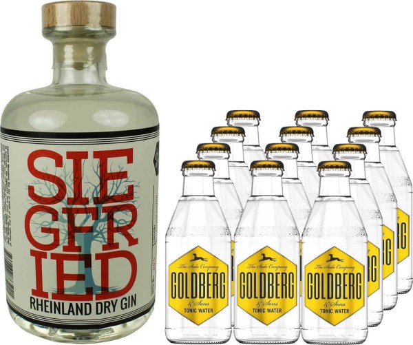 Siegfried Rheinland Gin 0,5 Liter mit 12x Goldberg Tonic Water 0,2 Liter