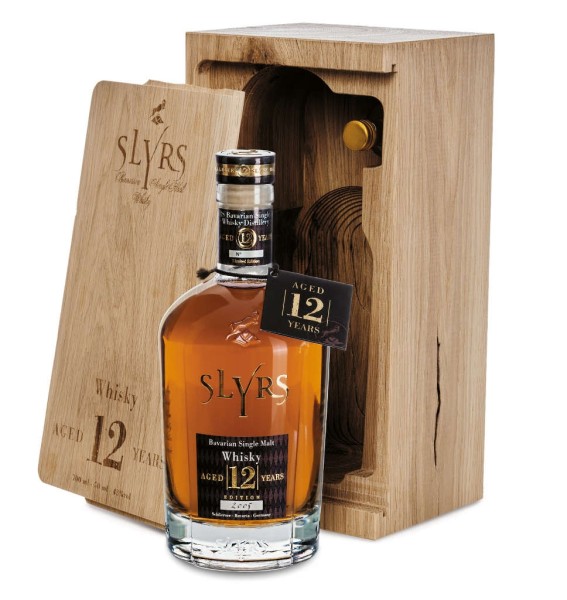 Slyrs Malt Whisky 12 Jahre 0,7 Liter Edition 2005 im Holzblock