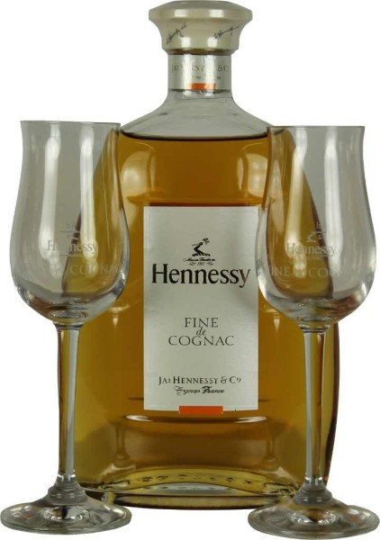 Hennessy Fine de Cognac 0,7 Liter Gläser Set
