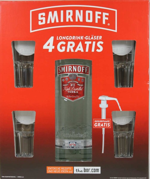 Smirnoff Red Label 3,0 l inkl. Gläser