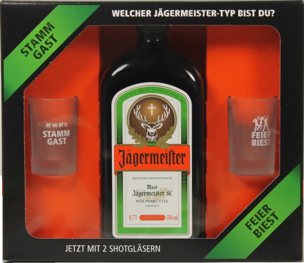 Jägermeister 0,7 l mit 2 Gläsern
