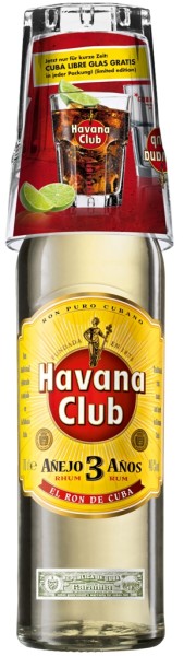 Havana Club 3 yrs. 0,7l mit Cocktailglas on Pack