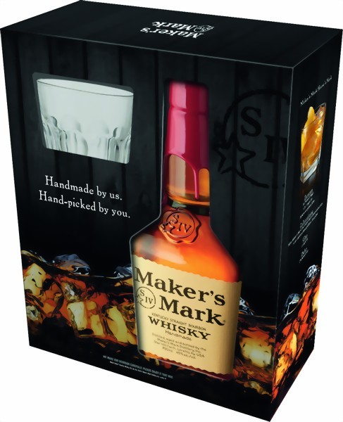 Makers Mark Bourbon Whisky 0,7 Liter in Geschenkpackung mit Glas