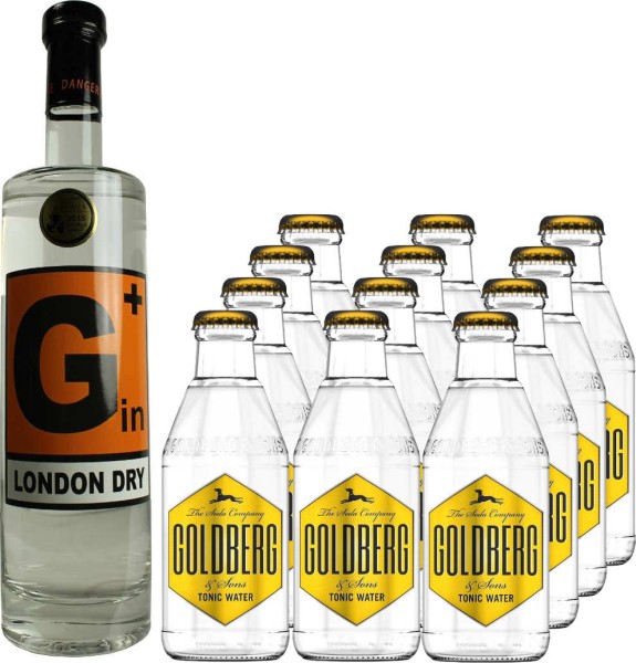 G+ Danger Line Gin 0,5 Liter mit 12x Goldberg Tonic Water 0,2 Liter