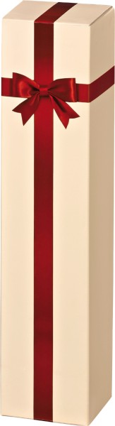 1er Geschenkkarton Sandfarben mit roter Schleife