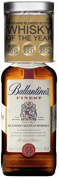 Ballantines Whisky mit Glas