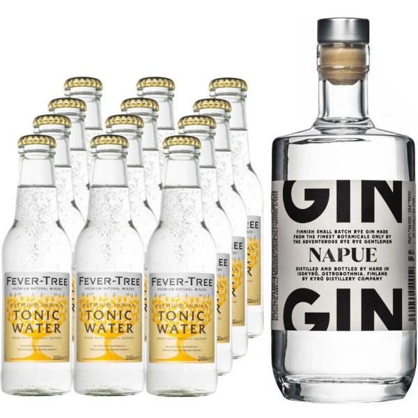 Napue Finnish Rye Gin mit 12 Fever Tree Tonic Water