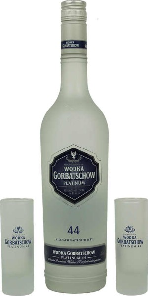 Wodka Gorbatschow Platinum 0,7 Liter mit 2 Gläsern
