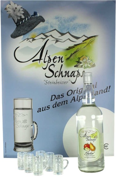 Alpenschnaps Obstler 1 Liter mit Stamperl