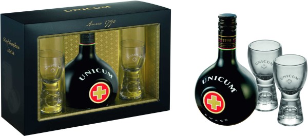 Unicum in Geschenkpackung mit 2 Gläsern