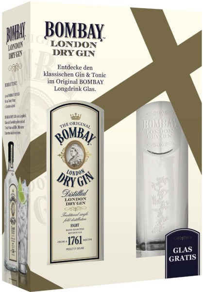 Bombay Original Dry Gin 1761 0,7l in Geschenkpackung mit Glas