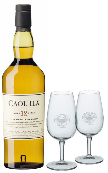 Caol Ila Islay Malt 12 yrs mit 2 Whiskygläsern