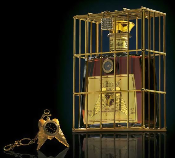 Zeitgeist Cognac Private Reserve über 55 yrs im vergoldeten Käfig 0,7 Liter