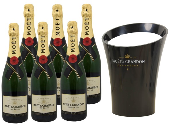 Moët &amp; Chandon Brut Imperial Champagner Kühler Package (6x 0,75 l Flasche inkl. 1x Kühler)