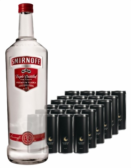 Smirnoff Vodka 3 Liter &amp; Schwarze Dose (24 Stk.)