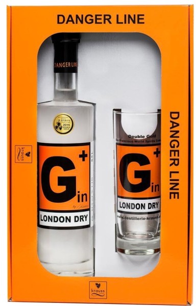 G+ Danger Line London Dry Gin 0,5 Liter mit Glas
