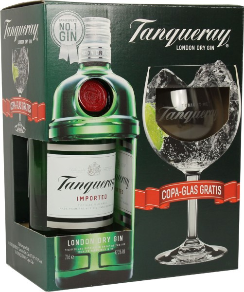 Tanqueray Gin 0,7 Liter mit einem Copa Glas