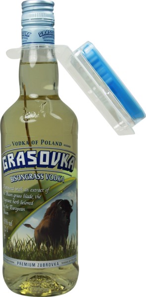Grasovka Vodka 0,5 Liter mit Eiswürfel-Form im Bison Design