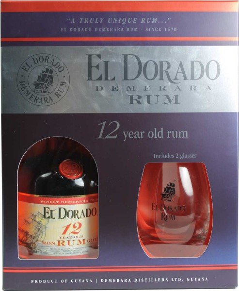 El Dorado Rum 12 Jahre 0,7l mit Glas