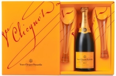 Veuve Clicquot Champagner 0,75 Liter Geschenkpackung mit 2 Designergläsern