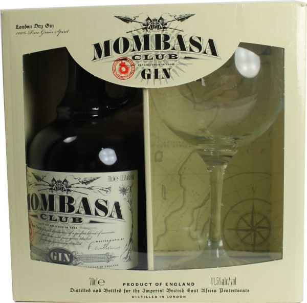 Mombasa Club London Dry Gin 0,7l mit Glas