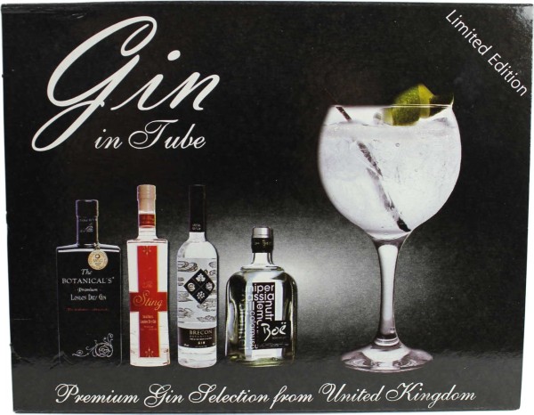 Gin in Tube Mini Geschenkset 0,2 Liter (Sting, Boë, Brecon, The Botanicals)