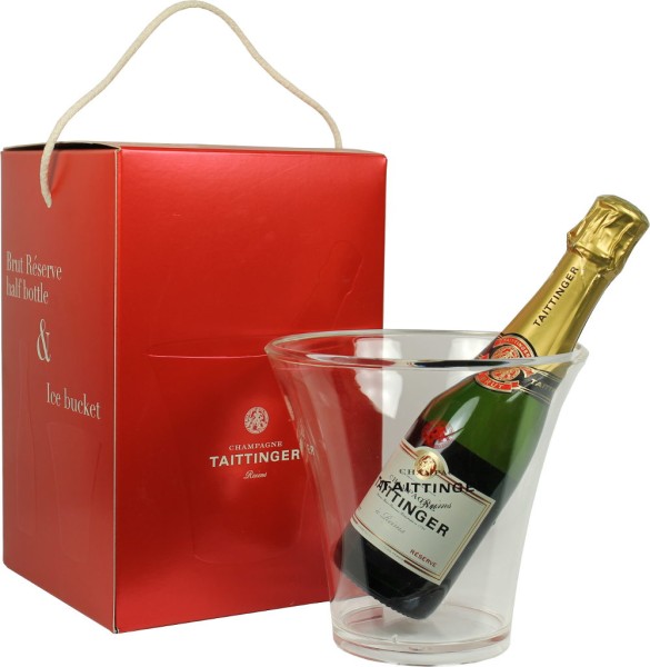 Taittinger Brut Reserve Champagner Demi in Geschenkpackung mit Kühler