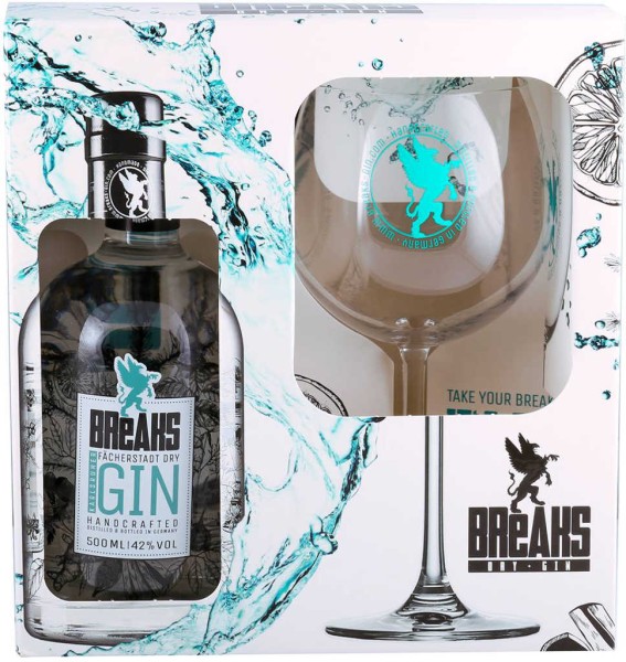 Breaks Dry Gin 0,5 Liter mit Glas