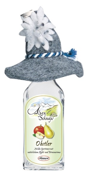 Alpenschnaps "Steinbeisser" Obstler mit Hut 2cl