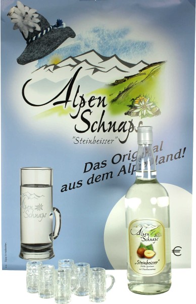Alpenschnaps Haselnuss 1 Liter mit Stamperl