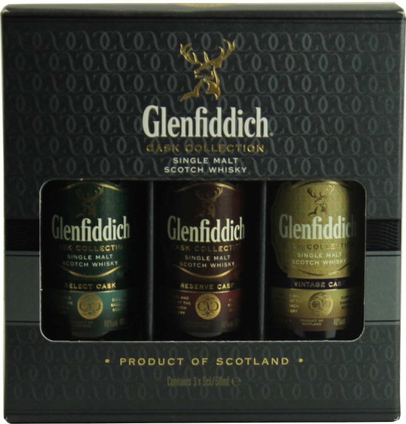 Glenfiddich Whisky Cask Collection Miniatures 3 x 0,05 Liter