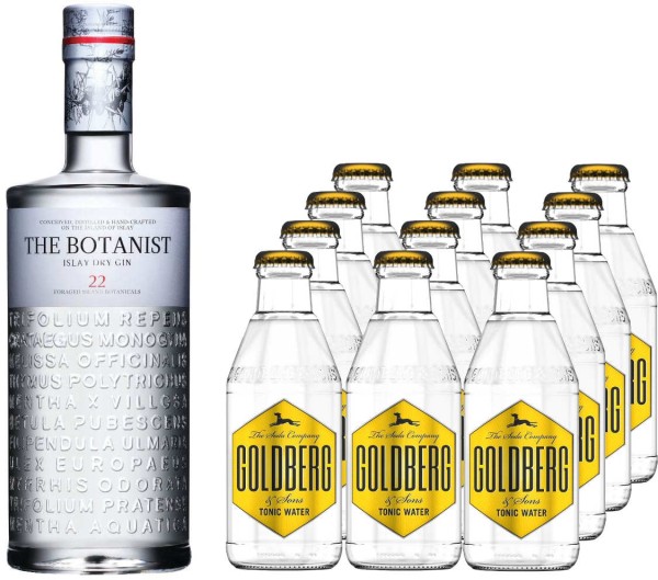 The Botanist Gin 0,7 Liter mit 12x Goldberg Tonic Water 0,2 Liter