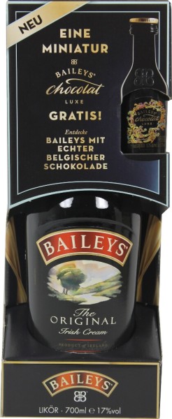 Baileys 0,7 Liter in GP mit Chocolate Luxe Miniatur